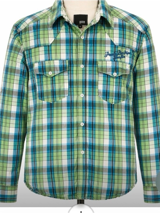 Jack and Jones Other - Jack & Jones Plaid Rockabilly Western Shirt Mens Medium Green Blue Retro Y2K Top